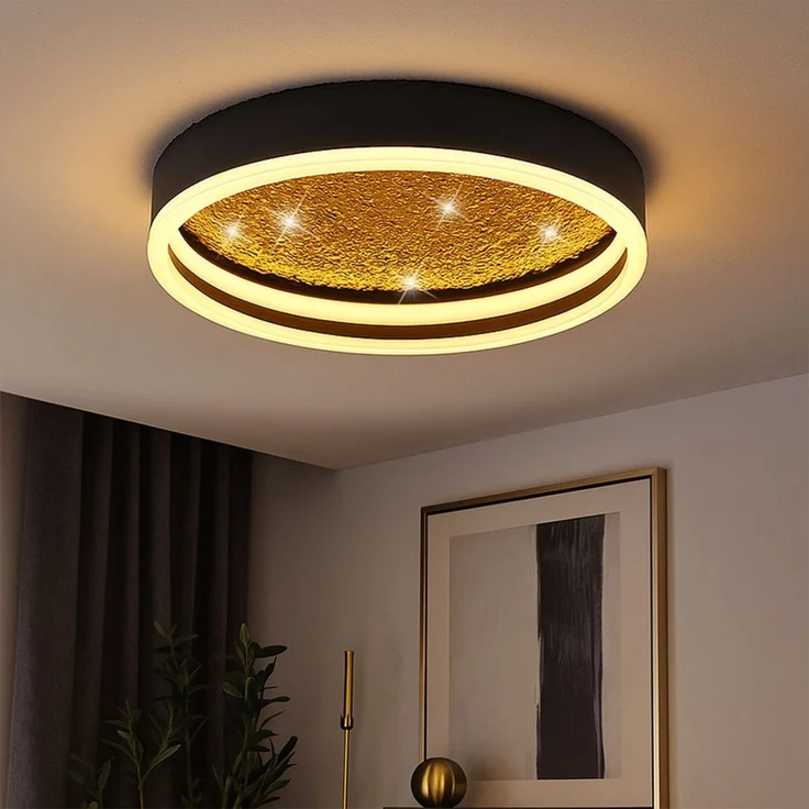 LED Deckenleuchte, Metall, Gold, Schwarz-matt, D 30 cm – Bild 4