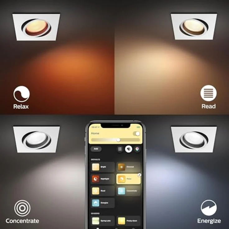 Philips Hue White & Color Ambiance Centura eckige Einbauspots 1-er Pack, dimmbare Deckenlampen für das Hue Lichtsystem mit 16 Mio. Farben, smarte Lichtsteuerung über Sprache und App, weiß – Bild 9
