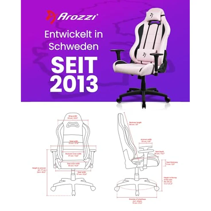 Arozzi Torretta Supersoft Bürostuhl, ergonomisch, bis 120 kg, mit 3D Armlehnen und verstellbarem Rückenlehne – Bild 2