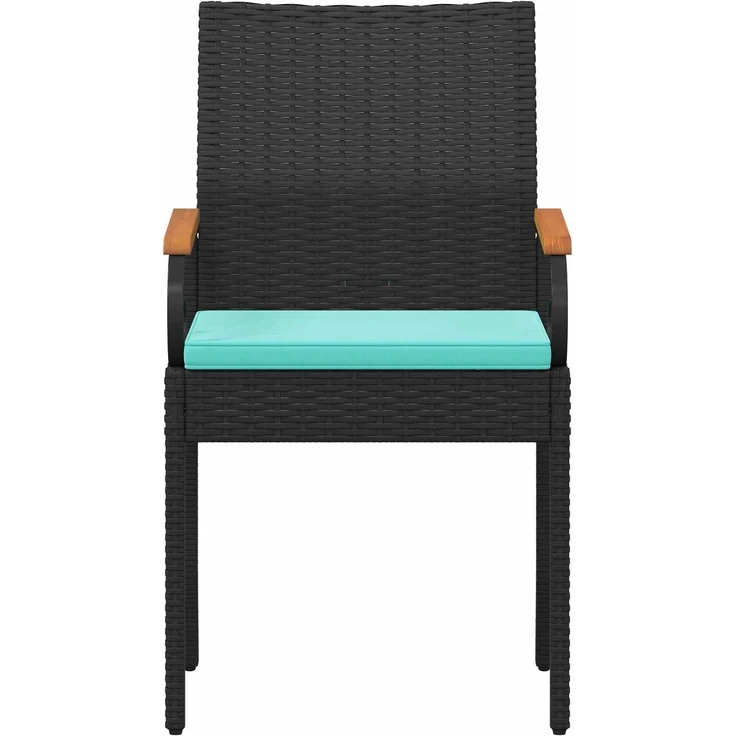 vidaXL Gartenstühle 4 Stk. Schwarz und Türkis Poly-Rattan und Akazie 42025889 – Bild 6