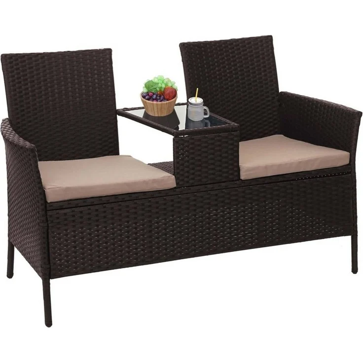 MCW Gartenbank MCW-E24, Poly-Rattan, mit Armlehnen, Bezüge mit Reißverschluss, wasserabweisend – Bild 2