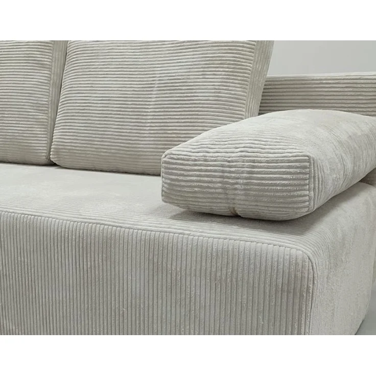 Wohnero 24 Zaya Premium Schlafsofa 201x91 cm mit Bettkasten & DL-Automatik – 201x137 cm Liegefläche, 3-Sitzer Sofa mit Schlaffunktion - Hellgrau – Bild 5