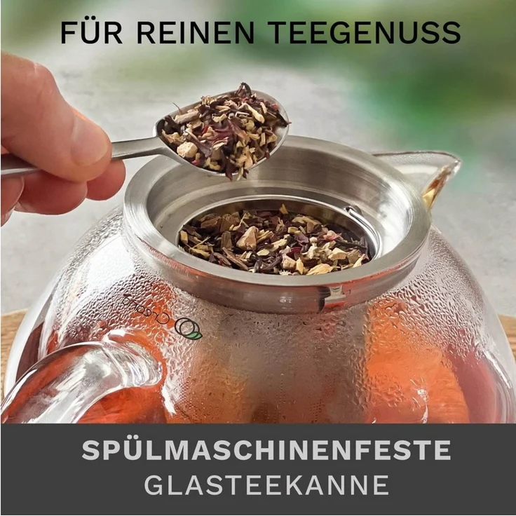 Creano Teekanne Creano Teekanne aus Glas 0,85l, 3-Teilige Glasteekanne mit Integrierte, (1er-Set, 2-St), tropffrei – Bild 4