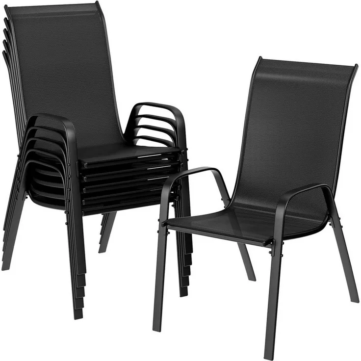 TLGREEN Stapelstuhl Gartenstühle Stapelstuhl,Camping Stapelbar Hochlehner, (Terrassenstuhl Textilene Stahlgestell für Gärten Innenhöfe Balkone Restaurants, 6 St), 150 kg Belastbar