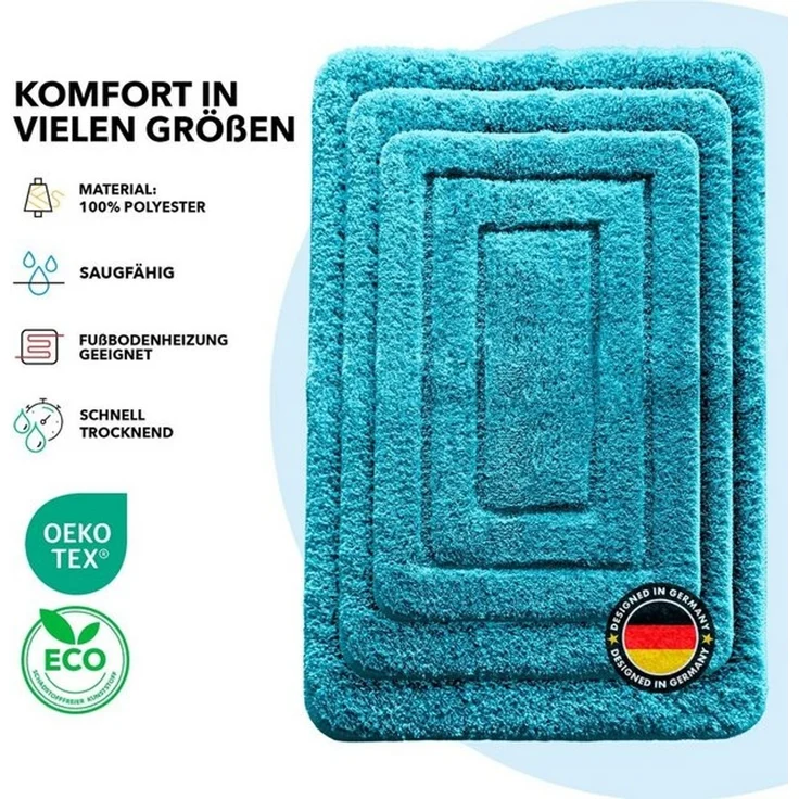 Karat Badematte Atlantis, Rutschhemmende Rückseite, Reckteckig, Polyester, In verschiedenen Farben & Größen – Bild 4
