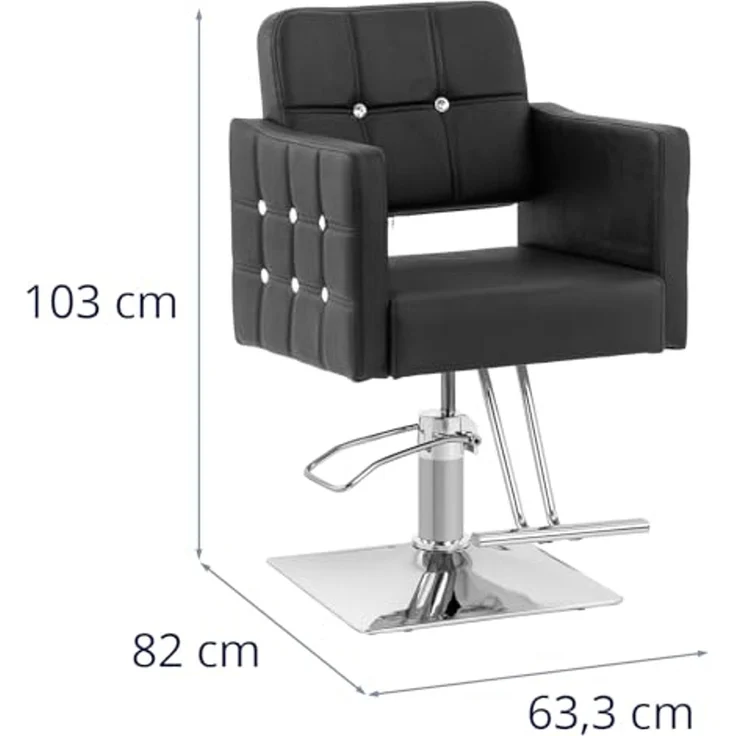 Physa Armlehnstuhl Friseurstuhl mit Fußstütze höhenverstellbar Barber-Stuhl 150 kg Cottam, Schwarz – Bild 2