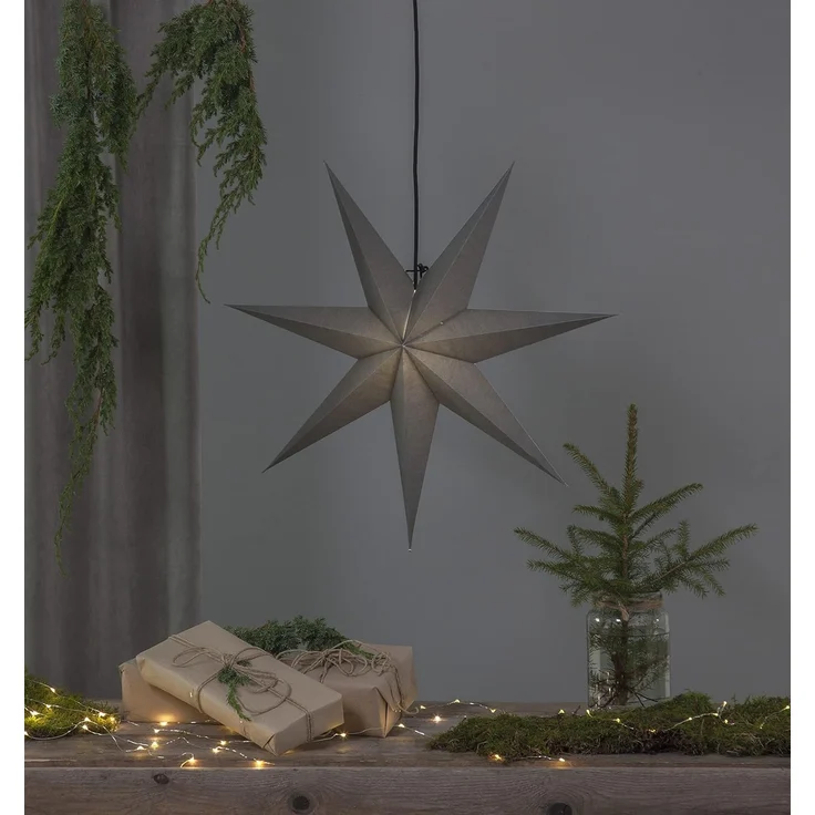 EGLO Weihnachtsstern Frozen, Dekostern für innen aus Papier zum Aufhängen, Fensterdeko in Grau, 3D Adventsstern, Wand Deko Wohnzimmer, E14 Fassung, 70 cm – Bild 2