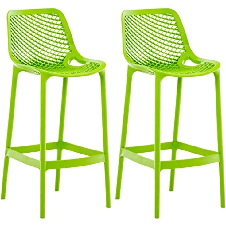 CLP Barhocker Air, Grüner Kunststoff, ergonomische Form, 75 cm Sitzhöhe, wasserdicht, UV-beständig, 2er Set