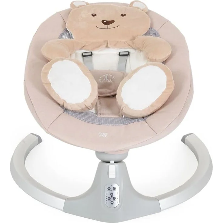 Moni Babywippe elektrische Ari Bär Melodien, Fernbedienung, Teddy-Bär Pad, Timer beige – Bild 7