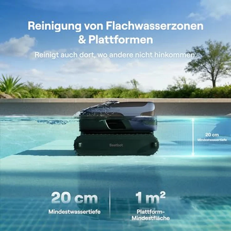 Beatbot Sora 70 Poolroboter, 4-in-1 Poolsauger mit 25700 LPH, 6L Fassungsvermögen, smartes Parken, 10000 mAh Akku, für Pools bis 300 m², blau – Bild 3