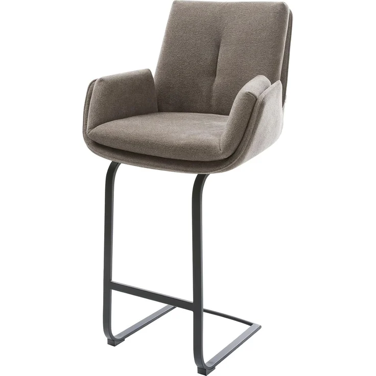 Barstuhl Clea-Flex Strukturstoff Soft Taupe Freischwinger Flach Metall Schwarz – Bild 1