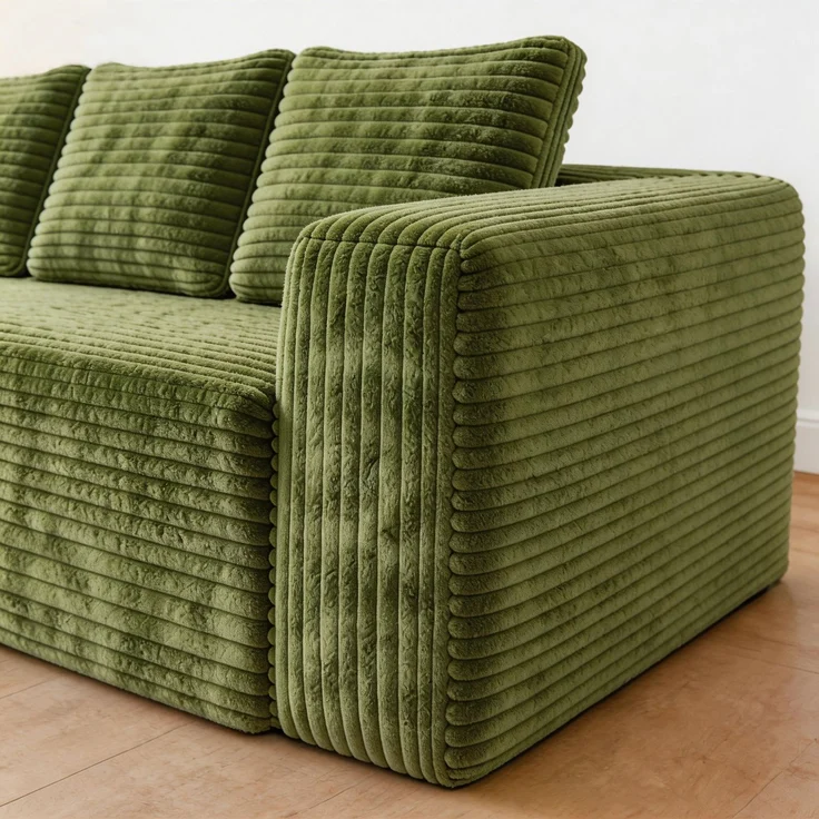 ZUBALIYA Sofa, modular kombinierbar, H 58 × T 168 × B 261 cm, Grün, Cord – Bild 2