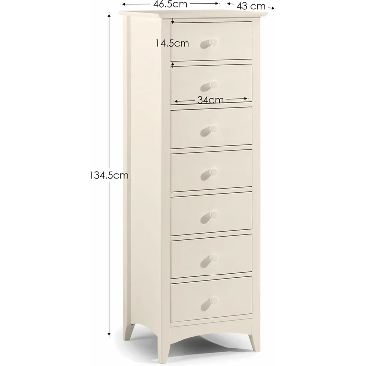 Die schmale Kommode Cameo von Julian Bowen mit 7 Schubladen in Steinweiß ist eine elegante und praktische Aufbewahrungslösung – Bild 3