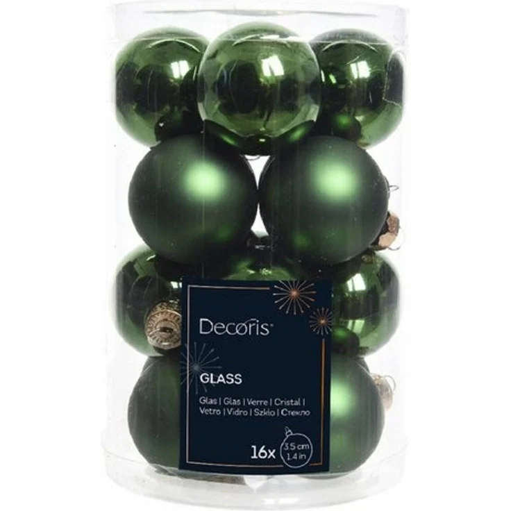 Kaemingk Weihnachtsbaumkugel, Weihnachtskugeln Glas 3,5cm 16 Stück - Piniengrün – Bild 2