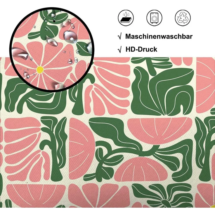 Coonoor Duschvorhang Boho Duschvorhang mit abstraktem, buntem Blumenmuster Breite 180 cm (1-tlg), Vintage Retro Patchwork – Geometrisches Botanisches Design für das Bad – Bild 3