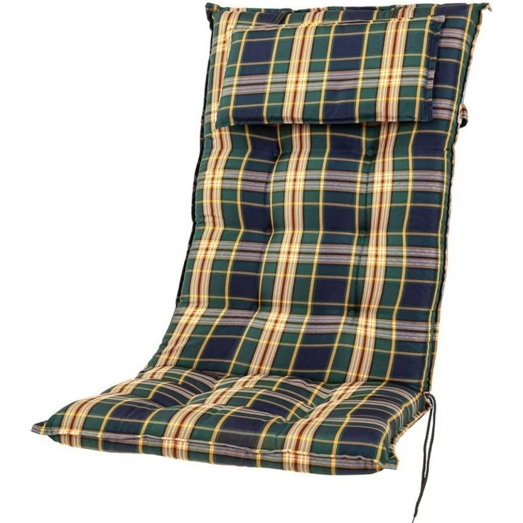 Sun Garden Hochlehnerauflage Hochlehner Sylt B 7179-1 grün-blau kariert 120x50x9 cm Sun Garden, (1 St), Eckhaltebänder mit Bindebändern – Bild 3