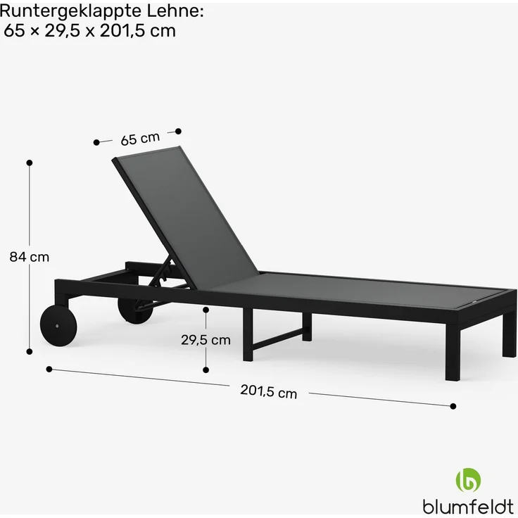 Blumfeldt Lucca Sonnenliege - Verstellbare Rückenlehne, Wetterfest & Leicht, Garten & Balkon Liegestuhl, 120kg Kapazität, Aluminiumrahmen, ComfortMesh, 5 Positionen, 8,1kg, Dunkelgrau – Bild 8