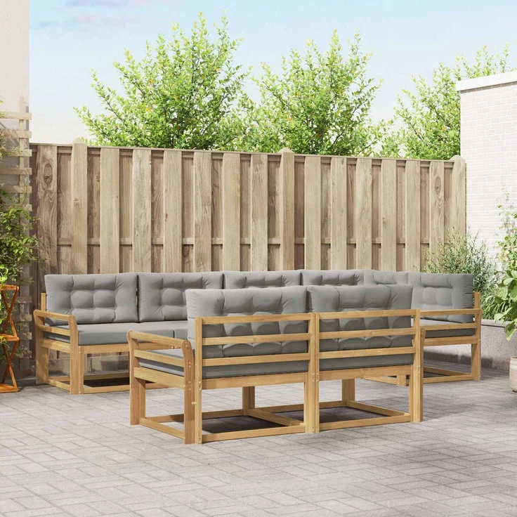vidaXL Outdoor-Sofagarnitur 6 pcs Weiß und Hellgrau Polyester 3386585 – Bild 1