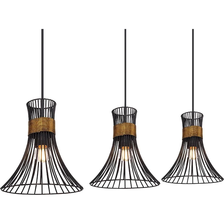 RGB LED Hängeleuchte, Stäbe, schwarz-gold, H 120 cm – Bild 8