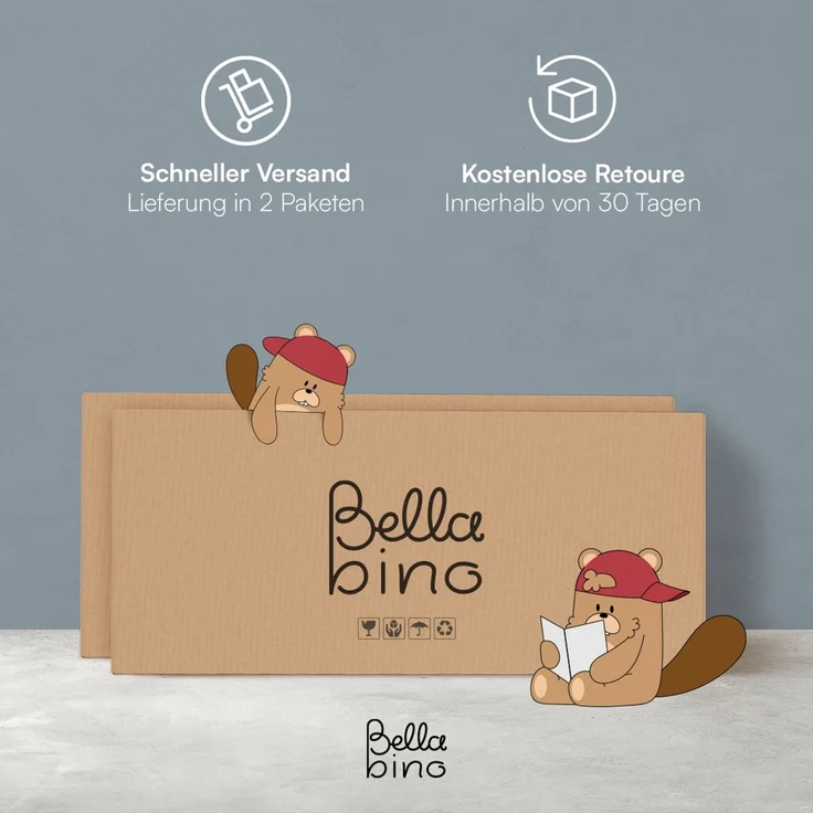 Bellabino 'Bia' Hausbett 140x200 cm, weiß, Kiefer Massivholz, Montessori Kinderbett mit Rausfallschutz und Lattenrost – Bild 9