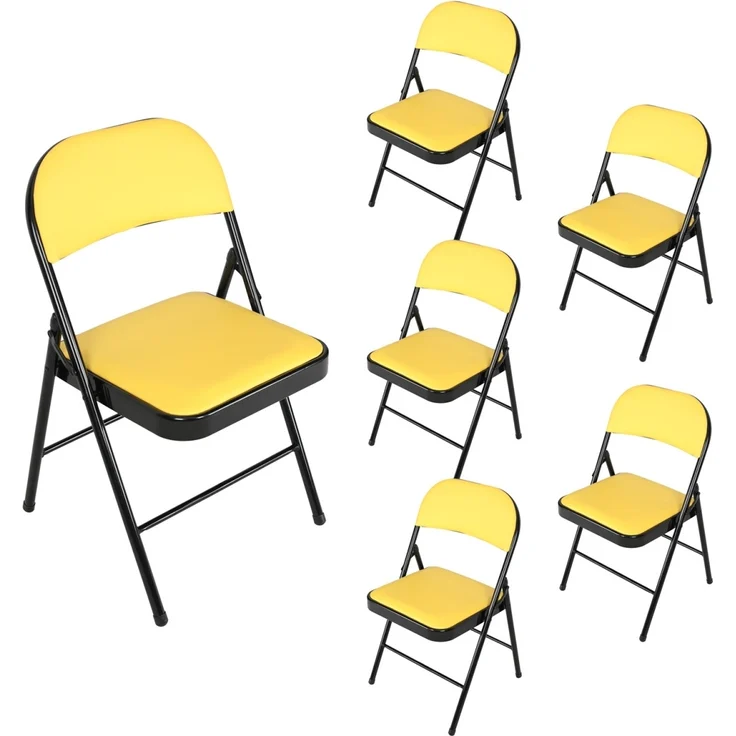 HTI-Living Wedigo Kunstleder Gelb-Schwarz 6er-Set Klappstuhl – Bild 1