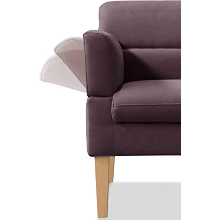 CAVADORE 2,5-Sitzer Küchensofa Kira / Sitzbank für Küche, Esszimmer oder Wohnküche inkl. Armteilverstellung / Leichte Fleckenentfernung dank Soft Clean / 168 x 94 x 81 / Flachgewebe: Weinrot – Bild 5