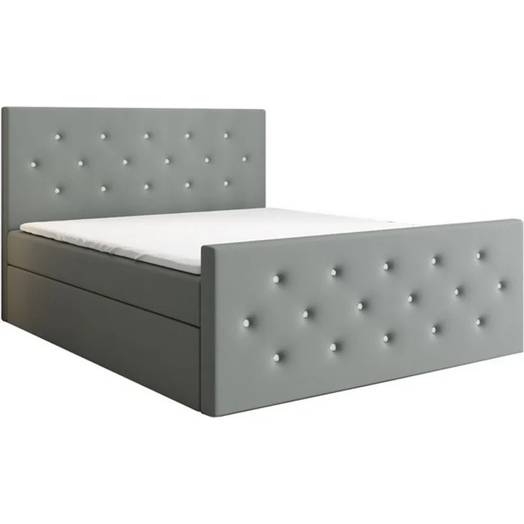 A&J MöbelLand GmbH Boxspringbett REINN mit Kristallknöpfen verziert. (Boxspringbett mit Bettkasten und gepolstertem Kopfteil. Inclusive Topper !, TOP ANGEBOT), Länge 216 cm Höhe 106 cm – Bild 4