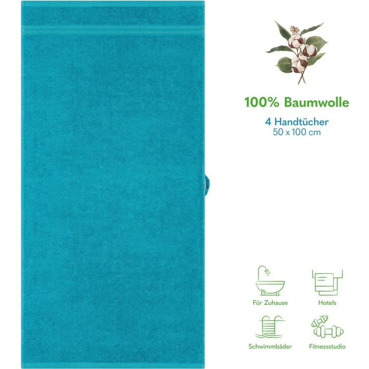 HAMMETEX Handtuch Set 4er Set Handtücher 50x100 cm, 100% Baumwolle, Weich & Saugstark, Frottier (Set, 4-St), mit Bordüre, einfarbig, weich – Bild 2