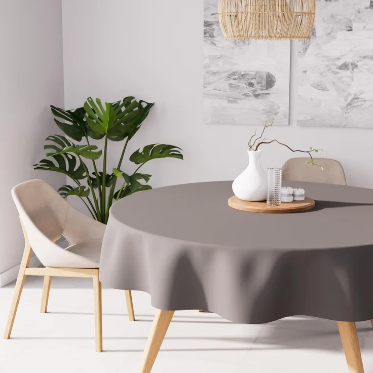 Soleil d'ocre 815234 Tischdecke mit Fleckschutz rund 180 cm ALIX Mokka