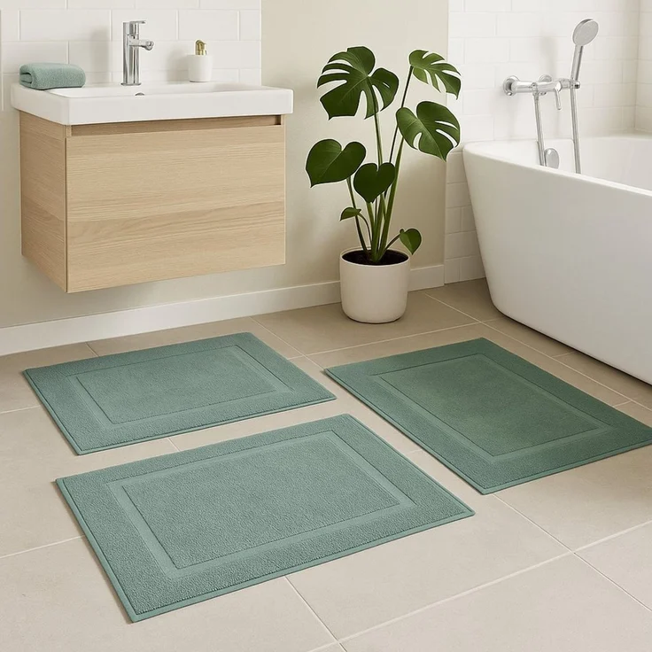Betz Badematte 2er Set Badvorleger Premium Badematte Badteppich Größe 50x70 cm, beidseitig nutzbar, Baumwolle, Qualität 650g/m² – Bild 3