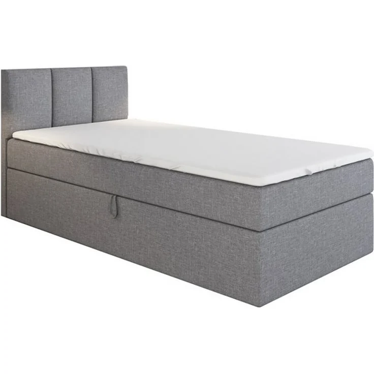 A&J MöbelLand GmbH Boxspringbett Einzelbett NASI mit Bettkasten, Topper und gepolstertem Kopfteil. (Boxspringbett mit Bettkasten und gepolstertem Kopfteil. Gratis Topper – nur jetzt erhältlich!, Kostenlose Lieferung! TOP ANGEBOT), Länge 208 cm Höhe 106 cm – Bild 4