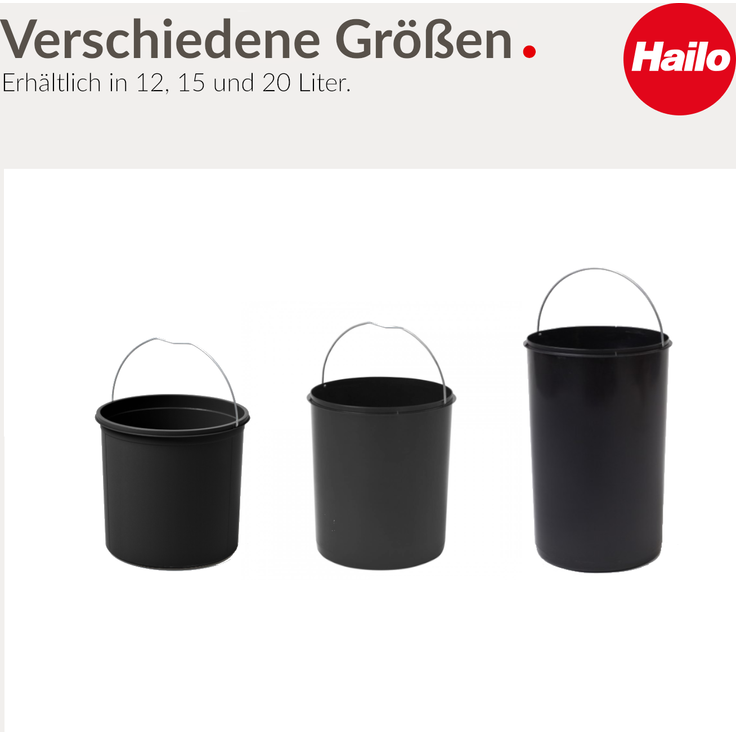 Hailo Inneneimer 1225049 schwarz 20 Liter 418 x 271 mm rund mit Henkel – Bild 4