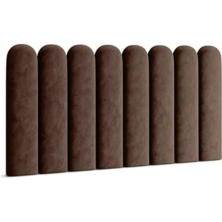 Muralo Polsterpaneel ovales WANDPOLSTER Wandkissen Bettkopfteil Wandpaneel Schlafzimmer Wohnzimmer Bett Lendekissen Modern Luxus Gepolstert Polster Paneel (Braun, 20x80 cm) – Bild 7