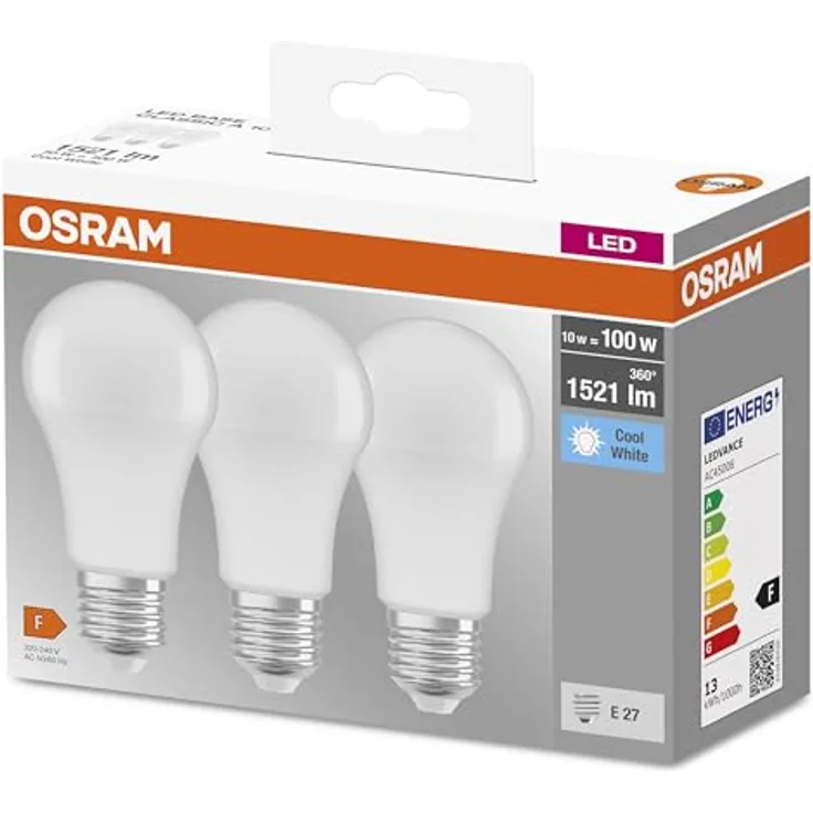 Osram LED-Lampe E27 13W, universalweiß, matt, 3er-Set, nicht dimmbar