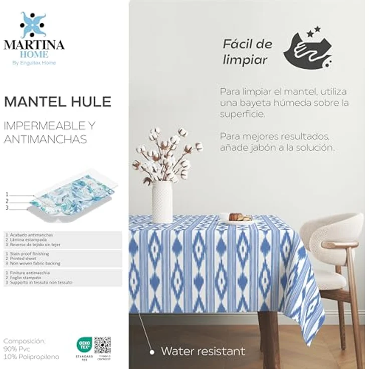 Martina Home Tischdecke, Wachstuch, Malorqui, Blau, 100 x 140 cm – Bild 5