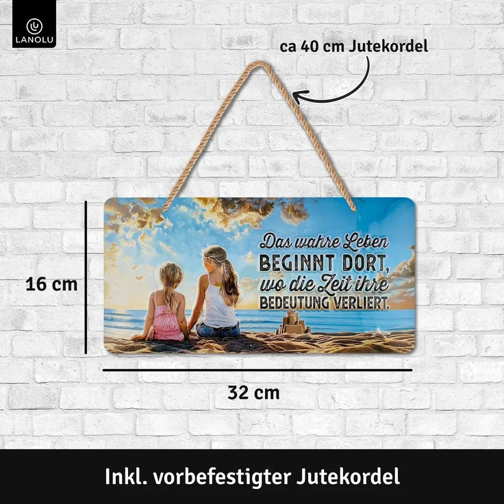 LANOLU Blechschild Das wahre Leben - 16x32cm – Metall – Mehrfarbig – 16125 – Bild 4