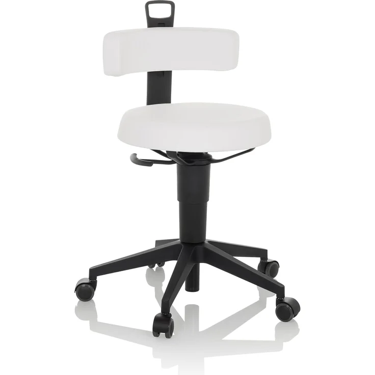 hjh OFFICE Balancestuhl höhenverstellbar TOP Work Flex PU beweglicher Arbeitshocker mit Rückenlehne, Kunstleder Weiß