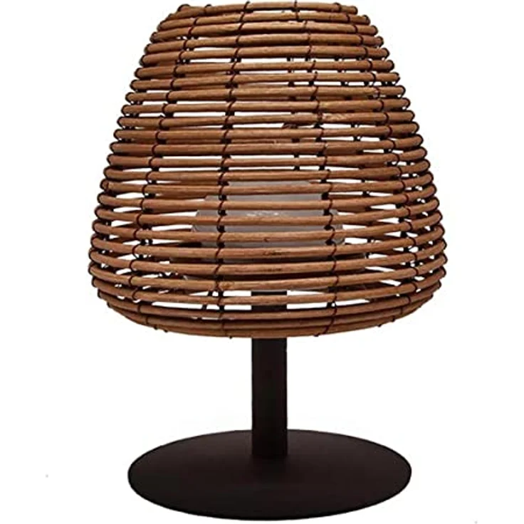LUMISKY Bohème, kabellose LED-Nachttischlampe aus Rattan und Stahl, dimmbar, weiß, spritzwassergeschützt, 25 cm Höhe – Bild 1