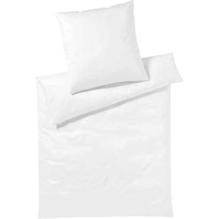 elegante Mako-Satin Bettwäsche Solid weiß|Kissenbezug einzeln 40x80 cm