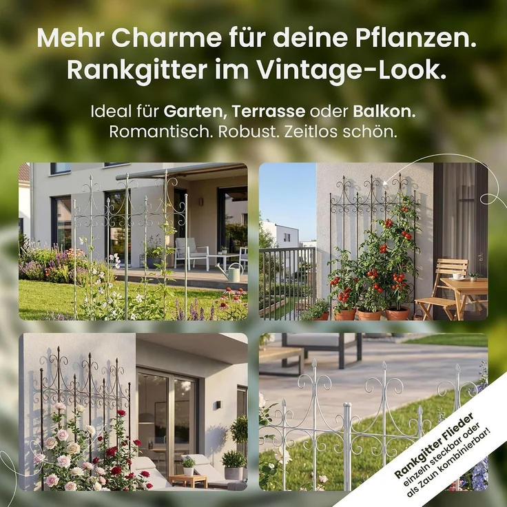CLP Rankgitter Metall 130 cm hoch Flieder, stabile Rankhilfe für Kletterpflanzen - Farbe:anthrazit – Bild 4