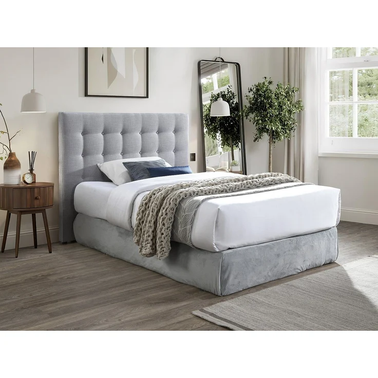 Vente-unique - Polster-Bettkopfteil - 140 cm - Stoff - Hellgrau - FRANCESCO – Bild 3