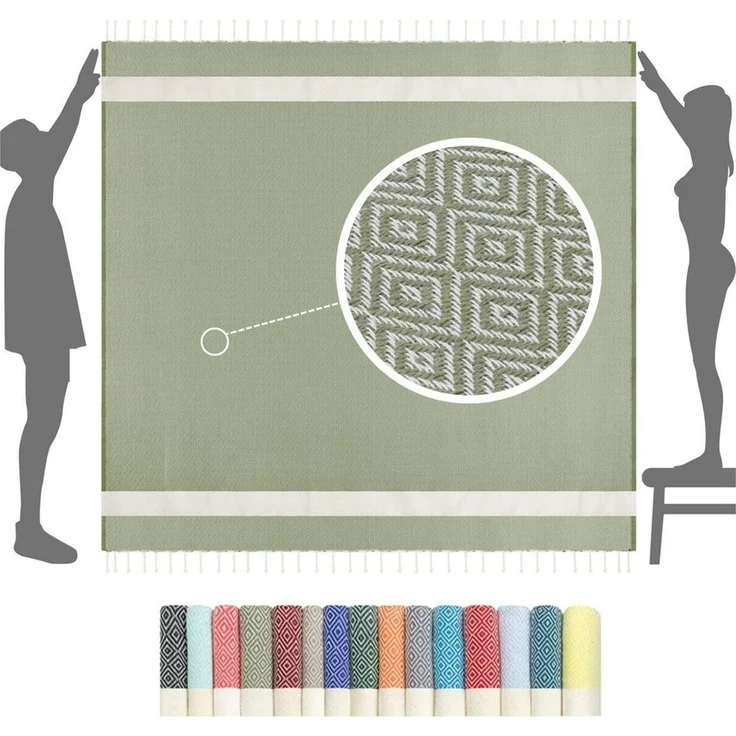 furora HOLIDAY Strandtuch XXL groß 200x200 cm Strand Tuch, aus Baumwolle, Stranddecke, Vielseitig, schöne Farben, hochwertige Verarbeitung – Bild 2
