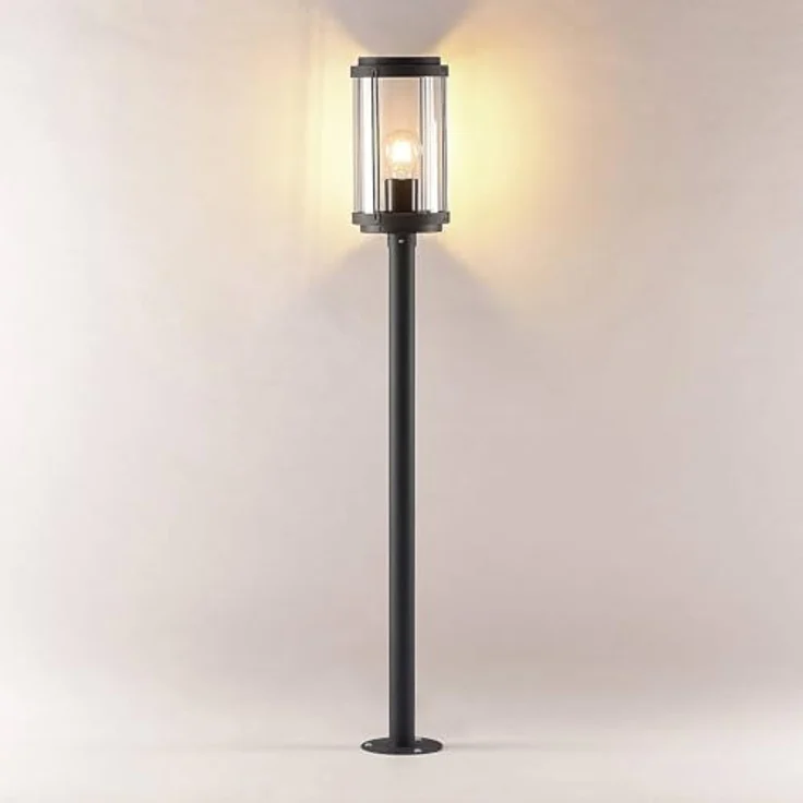 Lindby Außenleuchte Ojali, spritzwassergeschützt, 1-flammig, E27, schwarz, Aluminium, Wegeleuchte Pollerleuchte Sockelleuchte – Bild 5