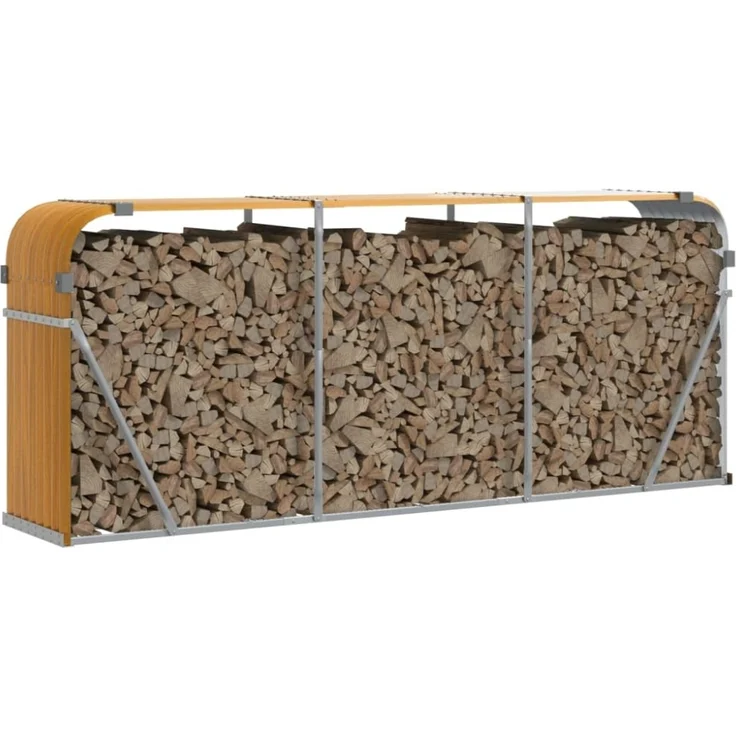 vidaXL Kaminholzunterstand Holzoptik 234x45x100 cm Verzinkter Stahl 364585 – Bild 3