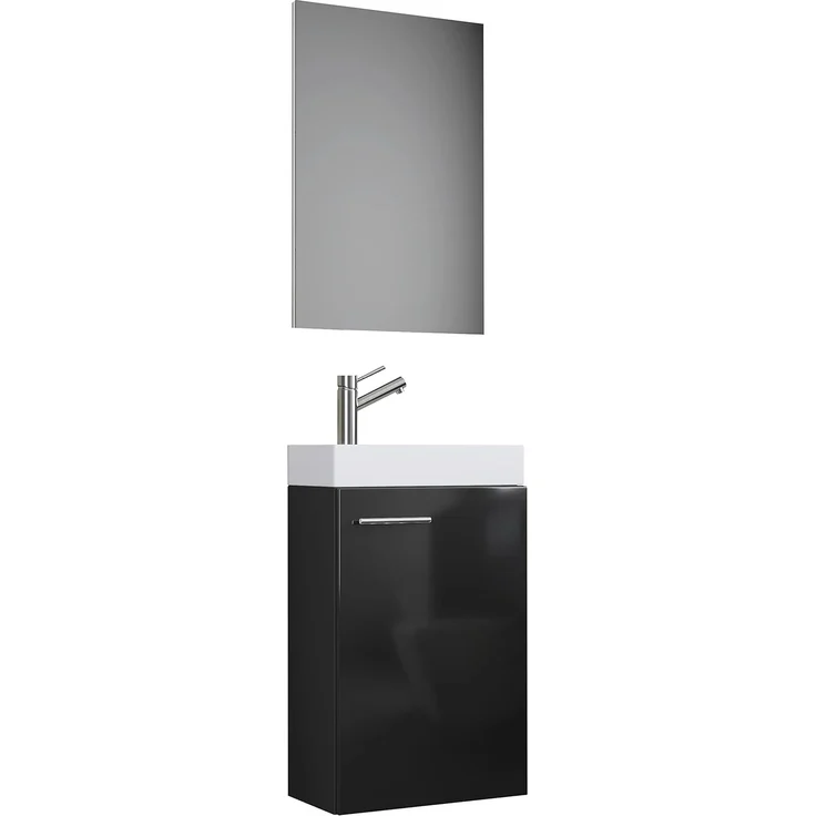 VCM Badmöbel Waschtisch Slito 914134 Schwarz B. 41 x H. 130 x T. 22 cm – Bild 1