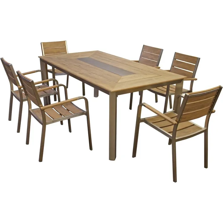 Garten Tischgruppe FLORENCE 7-tlg. mit Tisch und 6 × Stapelstuhl