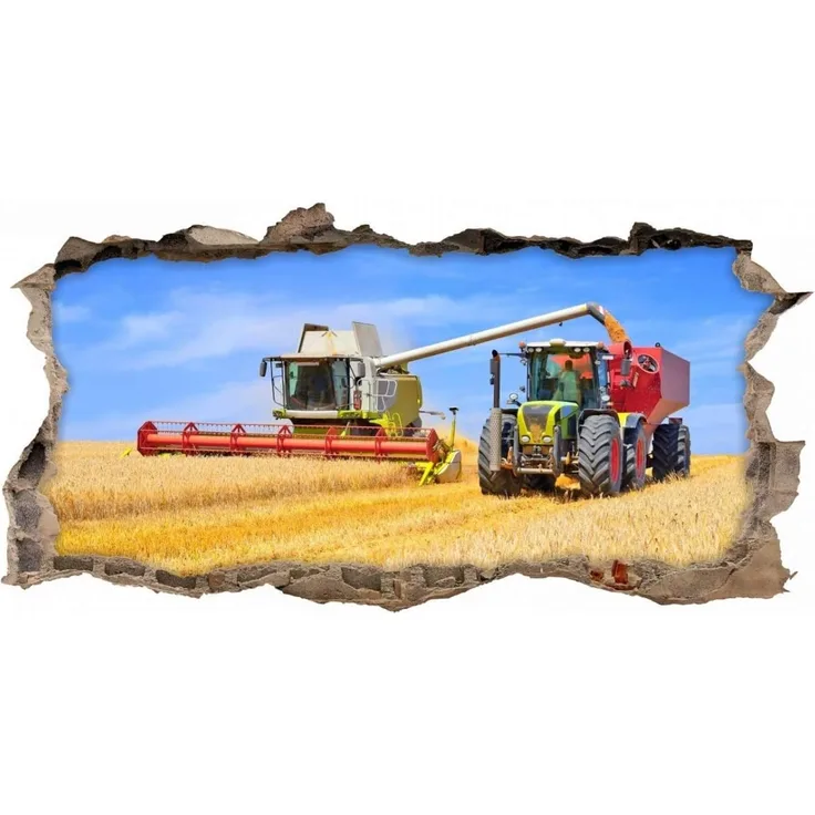 nikima Schönes für Kinder 'Mähdrescher und Traktor- Loch in der Wand' 134 Wandtattoos 750x380 mm