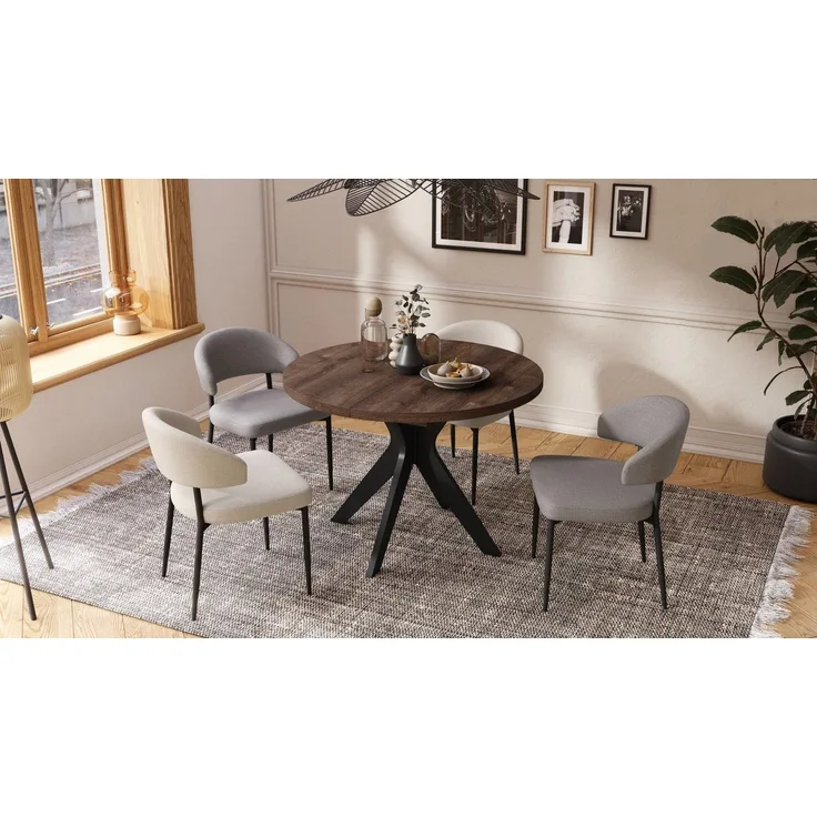 designimpex Esstisch Design Esstisch Renzo ausziehbar 110 bis 180 cm rund Esszimmer Tisch, Esstisch, Esszimmertisch, Tisch, Ausziehtisch, Küchentisch, Esszimmer