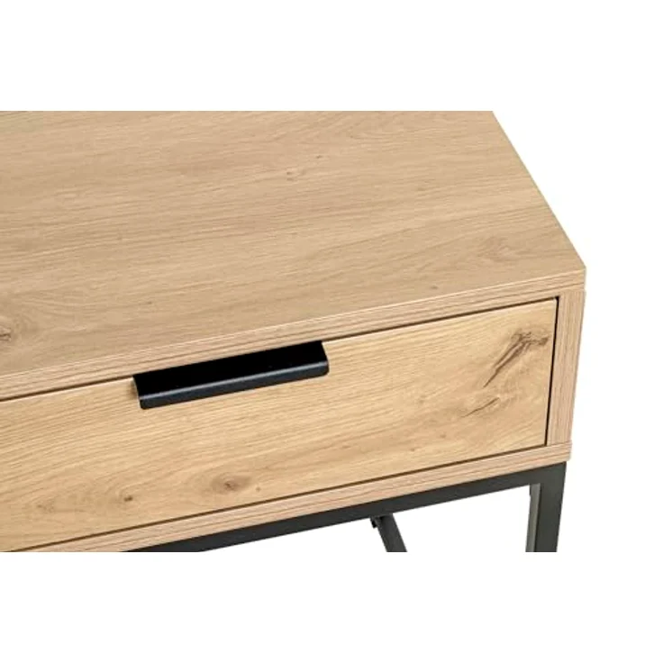 XXXL Nachtschrank Malmö, Schwarz, Eiche, Metall, 1 Schublade, 40x60x40 cm, Schlafzimmer Nachttisch – Bild 8