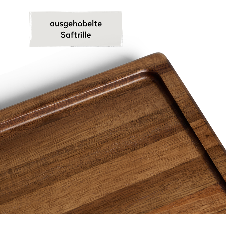 BURNHARD Schneidebrett aus Akazienholz – extra großes XXL Küchenbrett (52 x 38 cm) mit Saftrille, Griffmulden & rutschfestem Stand - braun - #946443 – Bild 3